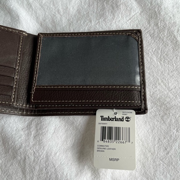 Timberland Men’s Brown Genuine Leather Bifold Passcase Wallet NWOT - Picture 8 of 8